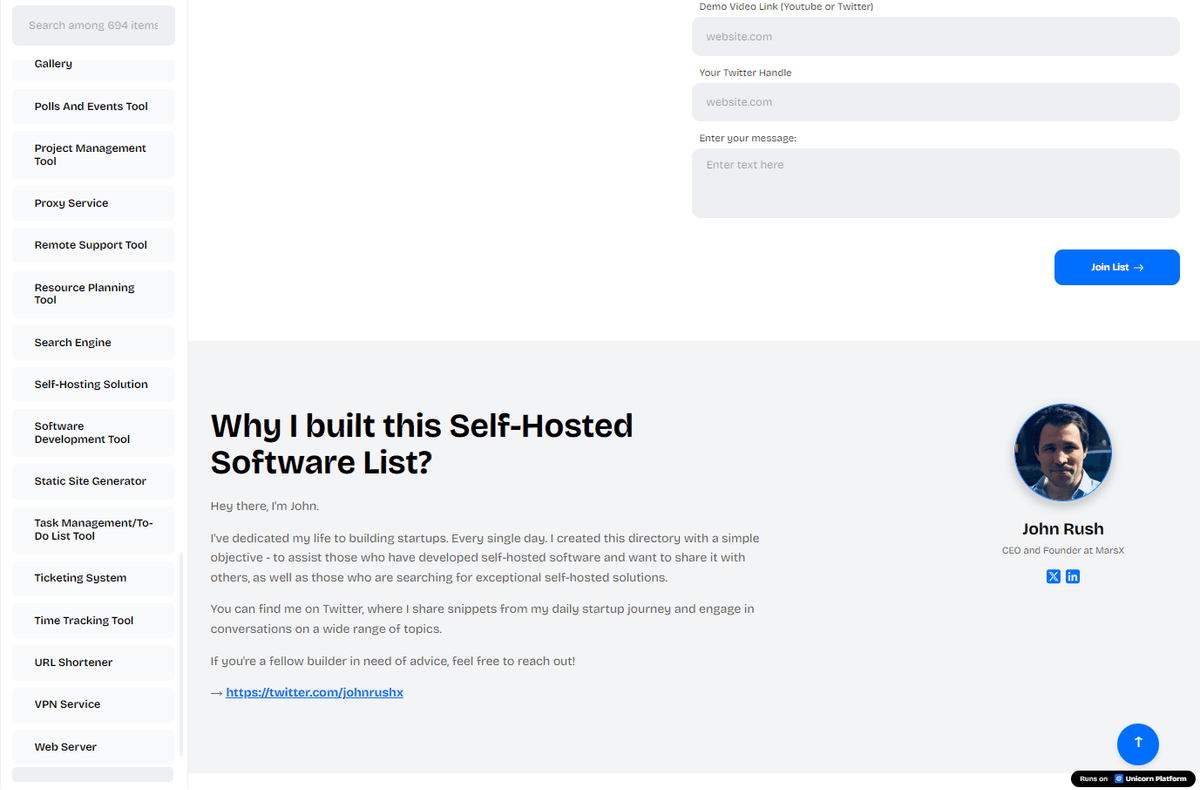 Self-Hosted Software List